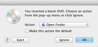 Insert Blank DVD and Open Finder