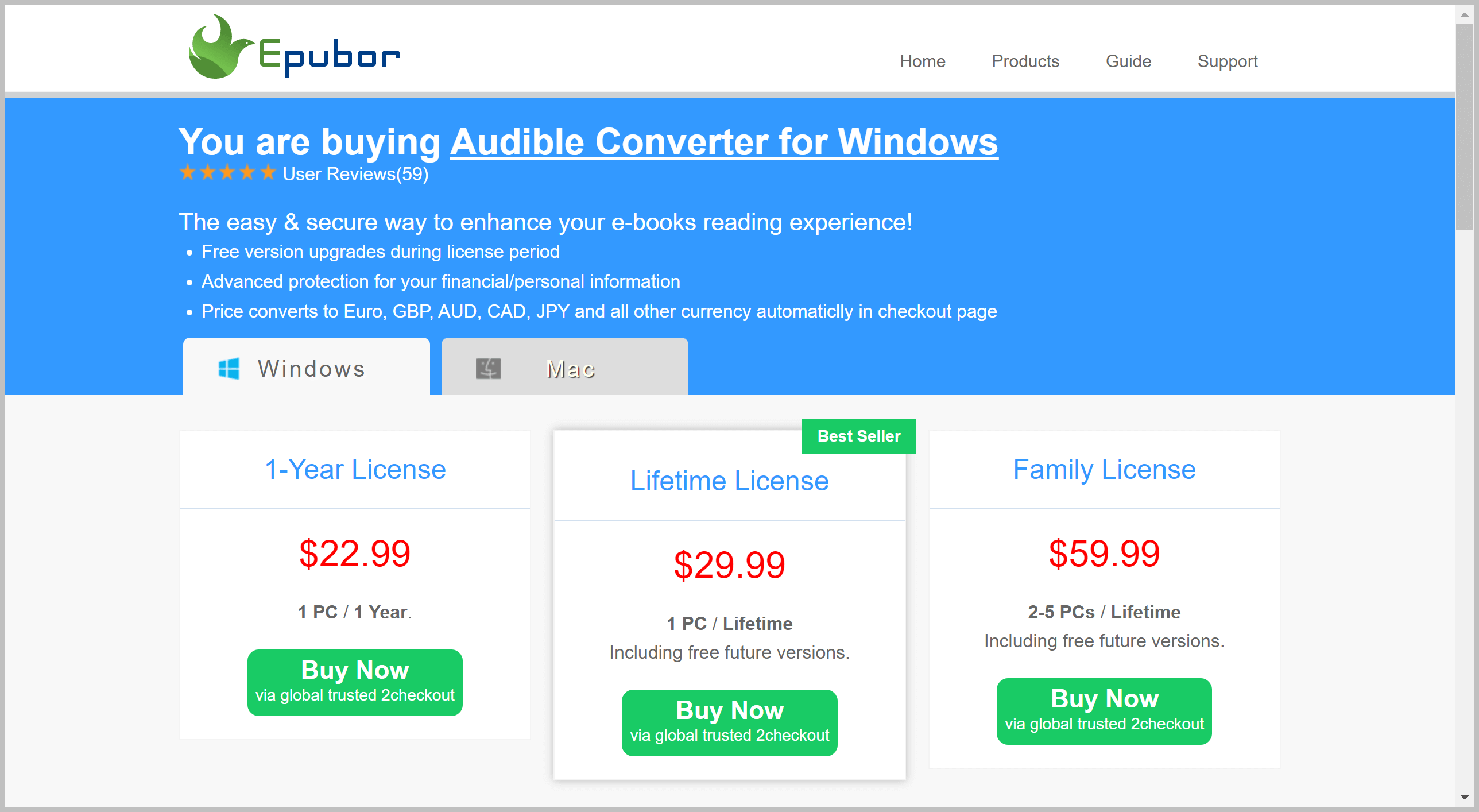 Buying Epubor Audible-To-MP3 Converter on Epubor Official Website