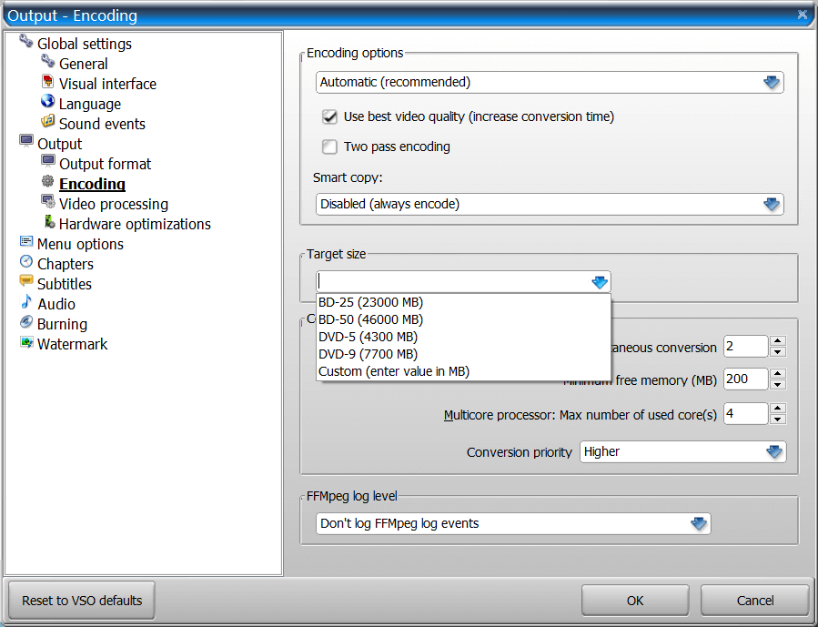 Custom Target Size for Burning AVCHD Folder